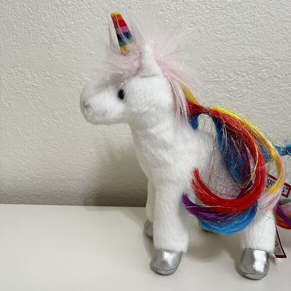 Douglas Toys Senna White Rainbow Mane Unicorn 8” Plush Stuffed Animal 1504 TAG - Picture 2 of 9